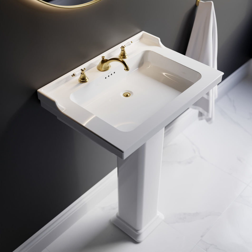 Cheviot 354-WH-1 Square Valarte Pedestal Sink  - White