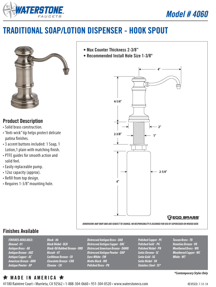 Waterstone 4300-4 Hampton Kitchen Faucet 4pc. Suite – Plumbing Overstock