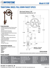 Load image into Gallery viewer, Waterstone 5100-3 Traditional The Wheel Pull Down Kitchen Faucet 3pc. Suite