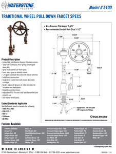 Waterstone 5100-3 Traditional The Wheel Pull Down Kitchen Faucet 3pc. Suite