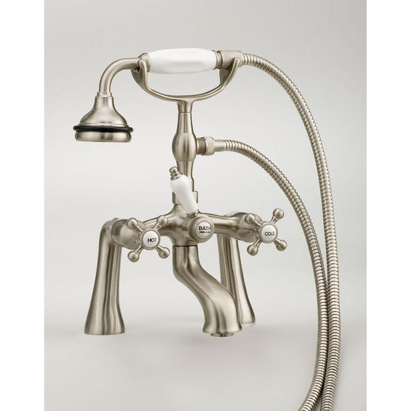 Cheviot 5106-LEV 5100 Series Offset Deck-Mount Tub Filler - Lever Handles - Porcelain Accents