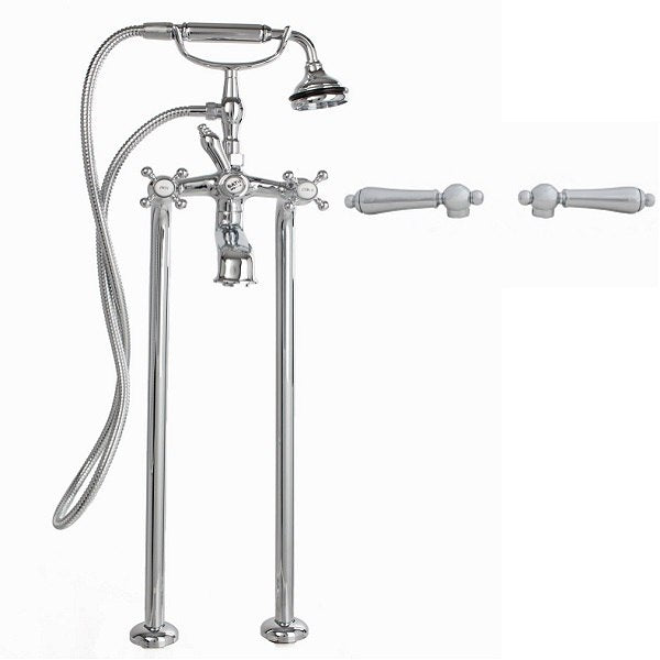 Cheviot 5117/3965-LEV 5100 Series Free-Standing Tub Filler - Lever Handles - Metal Accents