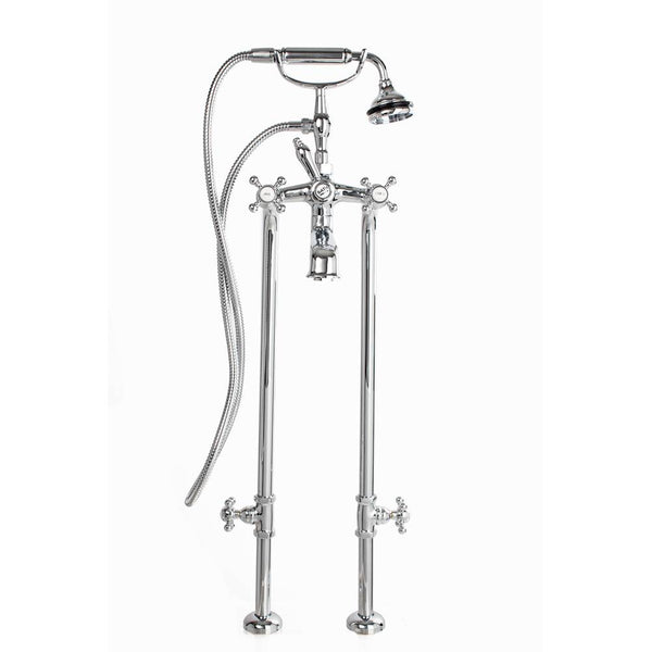 Cheviot 5117/3970 5100 Series Free-Standing Tub Filler With Stop Valves - Cross Handles - Metal Accents