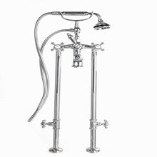 Load image into Gallery viewer, Cheviot 5117/3970 5100 Series Free-Standing Tub Filler With Stop Valves - Cross Handles - Metal Accents