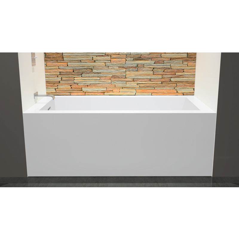 Wet Style BC1104-L-BNNT-COP Cube Bath 60 X 32 X 21 - 2 Walls - L Hand Drain - Built In Nt O/F Bn Drain