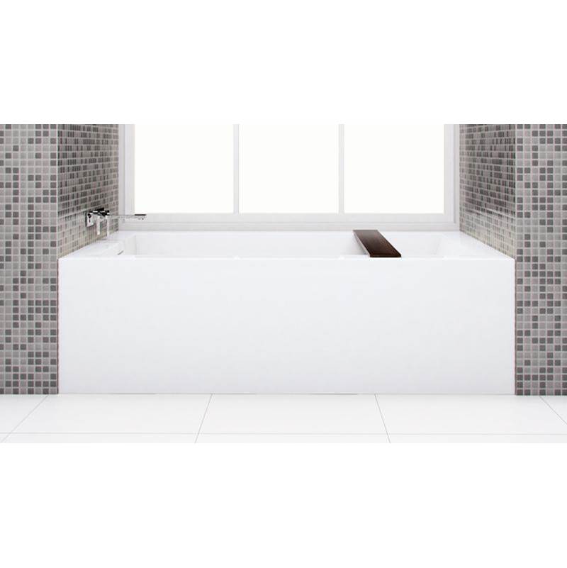 Wet Style BC1206-L-MB Cube Bath 66 X 32 X 19.75 - 3 Walls - L Hand Drain - Built In Mb O/F Drain