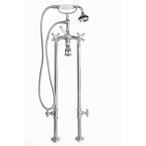 Cheviot 5102/3970-LEV 5100 Series Free-Standing Tub Filler With Stop Valves - Lever Handles - Porcelain Accents