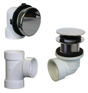 Westbrass D593PHRK Illusionary Overflow Sch. 40 PVC Plumbers Pack with Tip Toe Bath Drain