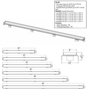 Infinity Drain LA 6532 32" LA 65 Grate 1 1/4" High