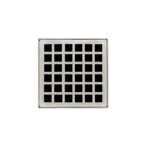 Infinity Drain QD 4-2P 4” x 4” QD 4 - Strainer - Squares Pattern & 2" Throat w/PVC Drain Body 2” Outlet