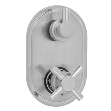 Load image into Gallery viewer, Jaclo T8535-TRIM Oval Plate With Contempo Cross Thermostatic Valve With Short Peg Lever Built-In 2-Way Or 3-Way Diverter/Volume Controls