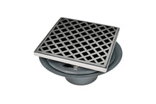 Load image into Gallery viewer, Infinity Drain XD 5-2I 5” x 5” XD 5 - Strainer - Criss-Cross Pattern &amp; 2&quot; Throat w/Cast Iron Drain Body 2” Outlet