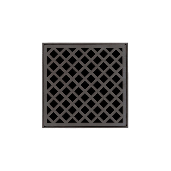 Infinity Drain XD 5-3I 5” x 5” XD 5 - Strainer - Criss-Cross Pattern & 4" Throat w/Cast Iron Drain Body 3” Outlet