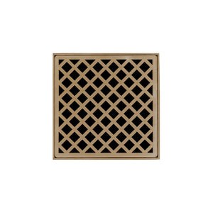 Infinity Drain XD 5-3I 5” x 5” XD 5 - Strainer - Criss-Cross Pattern & 4" Throat w/Cast Iron Drain Body 3” Outlet