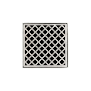 Infinity Drain XD 5-3I 5” x 5” XD 5 - Strainer - Criss-Cross Pattern & 4" Throat w/Cast Iron Drain Body 3” Outlet