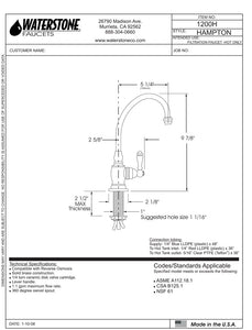 Waterstone 1200H Hampton Hold Only Filtration Faucet - Lever Handle