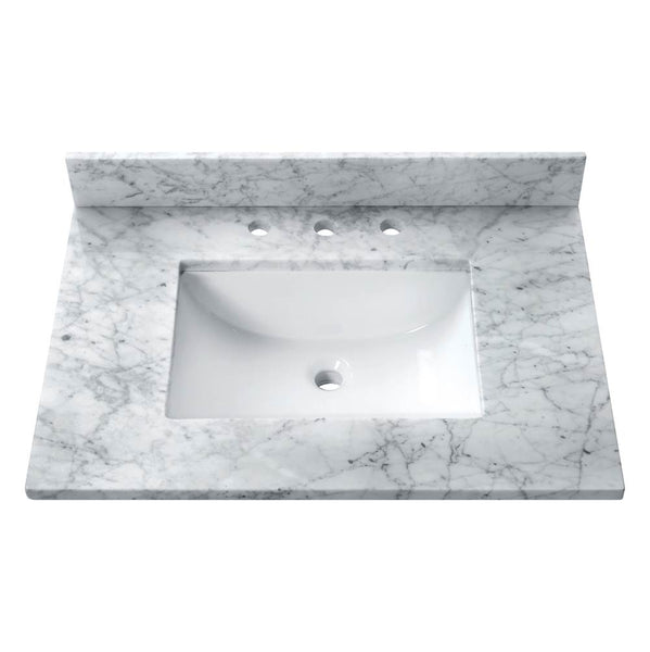 Avanity SUT25CW-RS 25 in. Carrara White Marble Top with Rectangular Sink