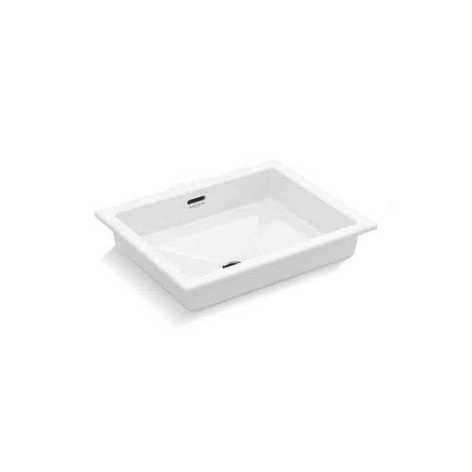 Kallista P74236-WO-0 Perfect Under-Mount Sink W/ Overflow, Centric Rectangle Glazed in Stucco White